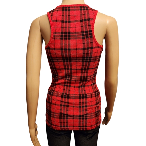Max Rave Red Plaid Racerback Tank Top - Picture 3 of 8
